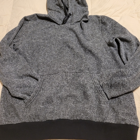 Old navy men's herringbone black & gray hooded long sleeve sweatshirt size lar - Picture 11 of 16